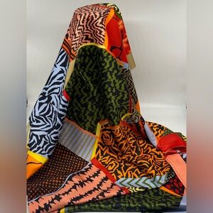 100% Vibrant Multicolored Silk Scarf